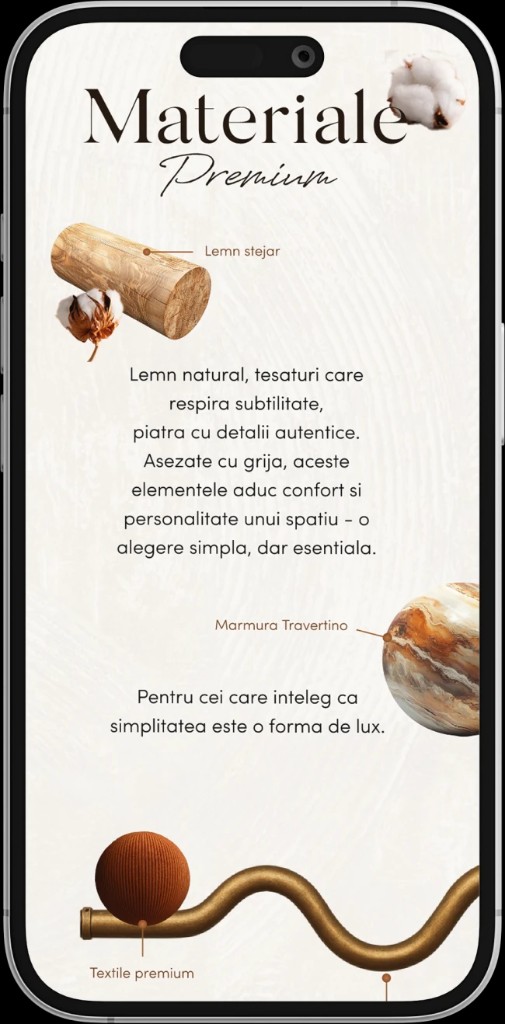 Premium materials editorial screen