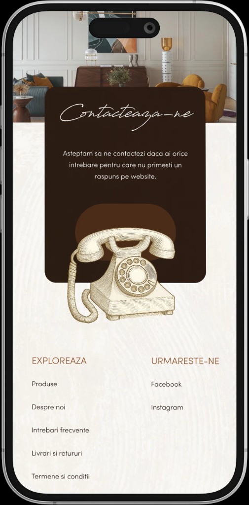Contact and footer screen
