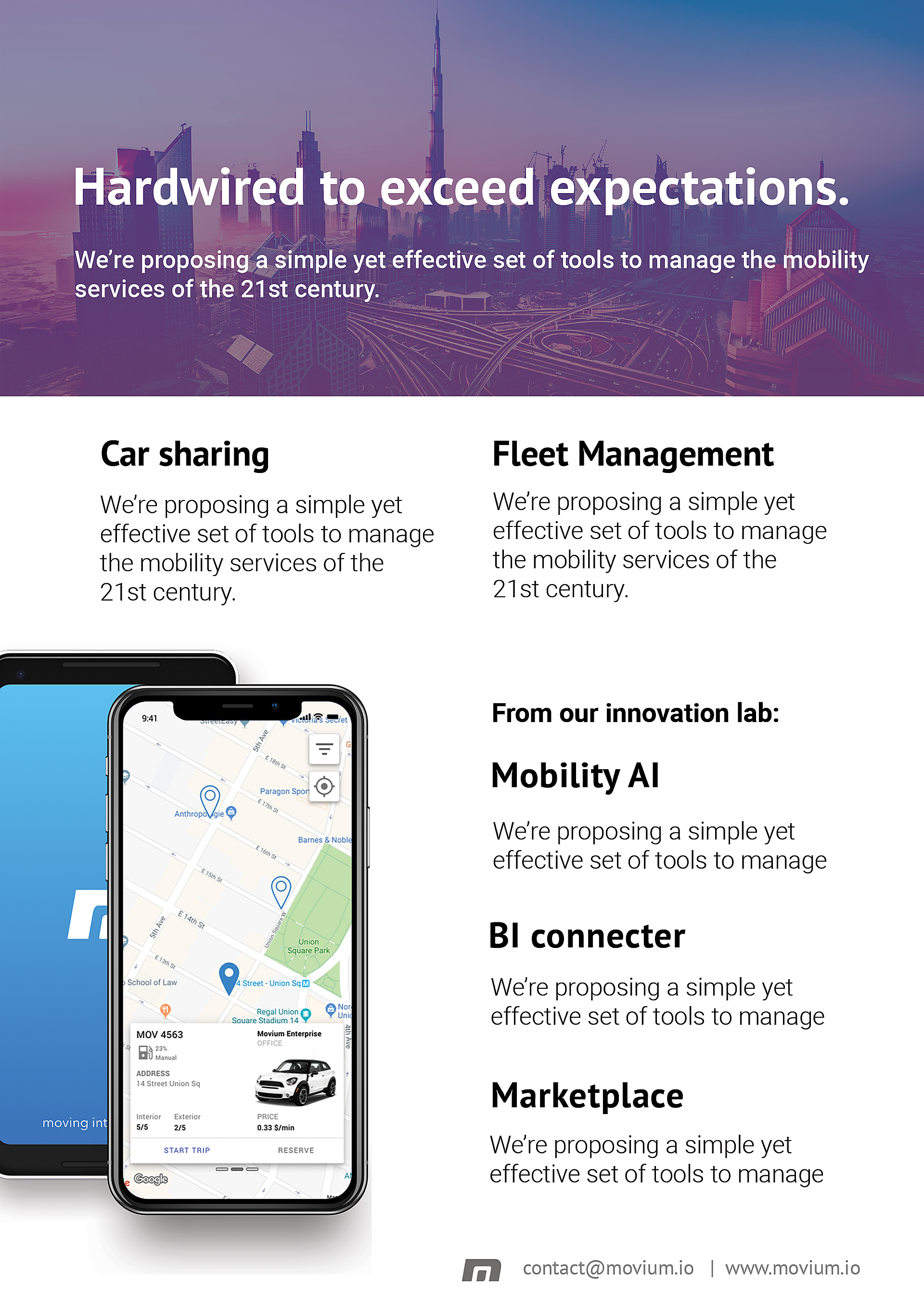 Movium flyer — Hardwired to exceed expectations, mobility services overview